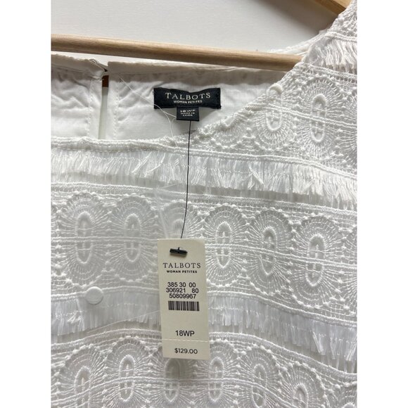 Talbots NWT White Sleeveless Embroidered Panel Tank Blouse - Picture 3 of 7